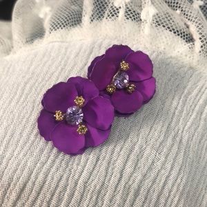 Purple flower earrings